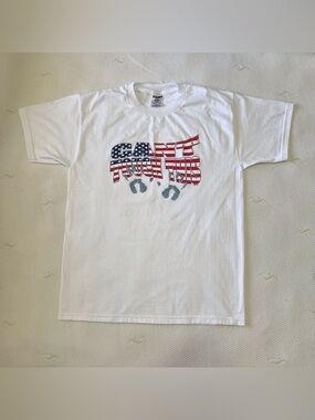 Vtg 2001 Jerzees Cant Touch This Patriotic American Flag Tee L White Streetwear